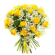 Dzeltenu rožu pušķis